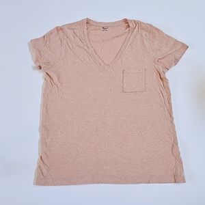Madewell Womens Front Pocket Tee Pink Cotton Size Large